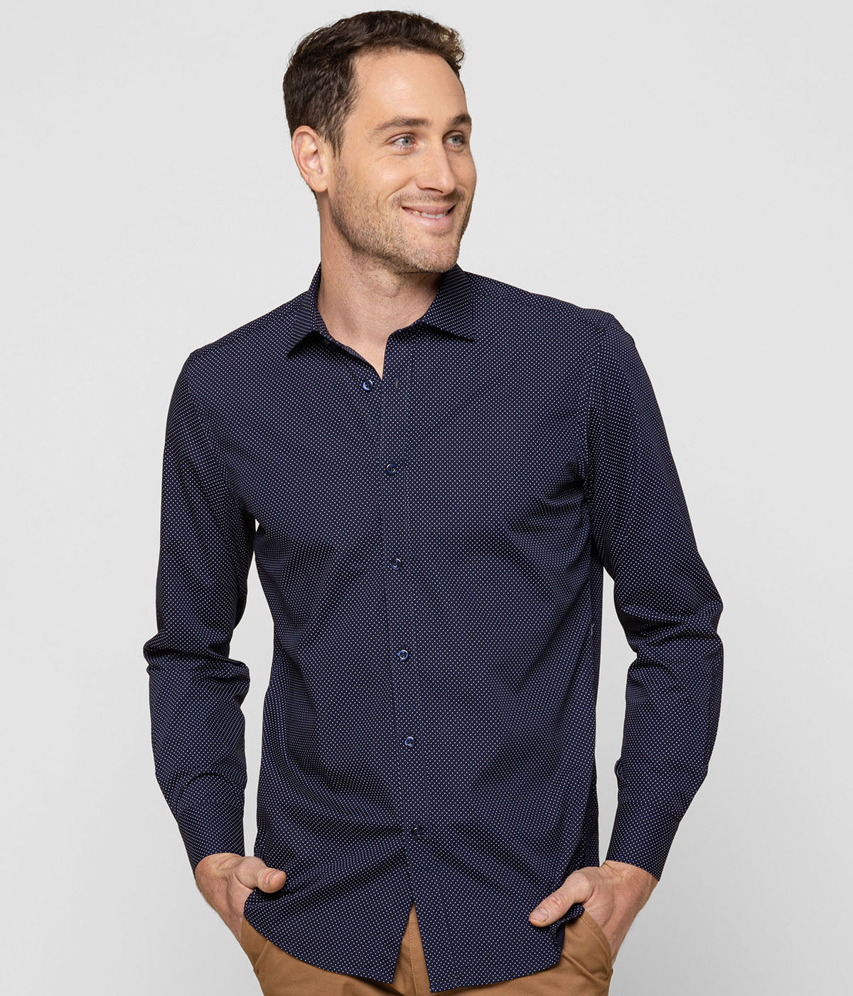 Men's Soho Dot Print Long Sleeve Shirt