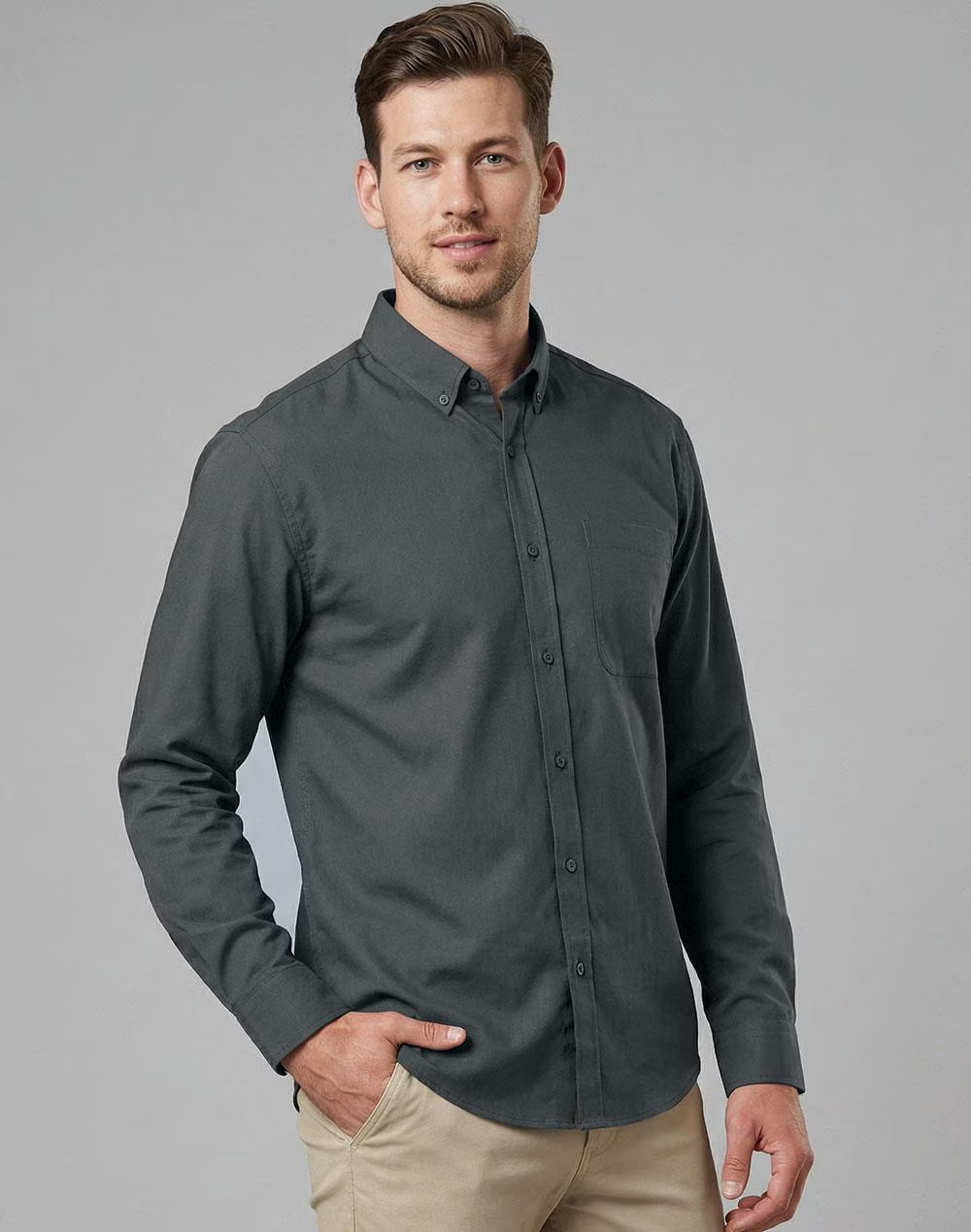 MENS SMART CASUAL COTTON BLEND L/S SHIRT