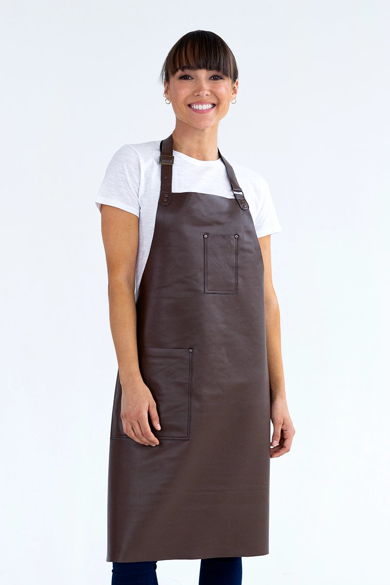 Axil Classic Brown Genuine Leather Bib Apron
