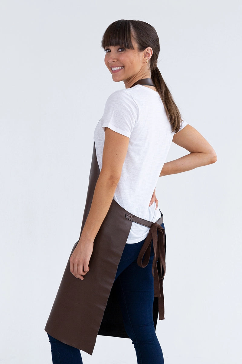 Axil Classic Brown Genuine Leather Bib Apron