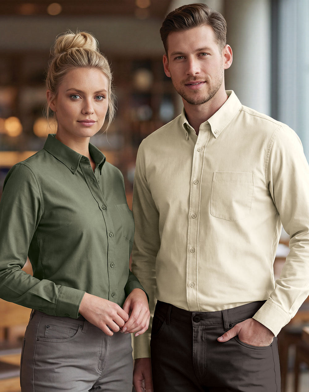Womens Smart Casual Cotton Blend Long Sleeve Shirt