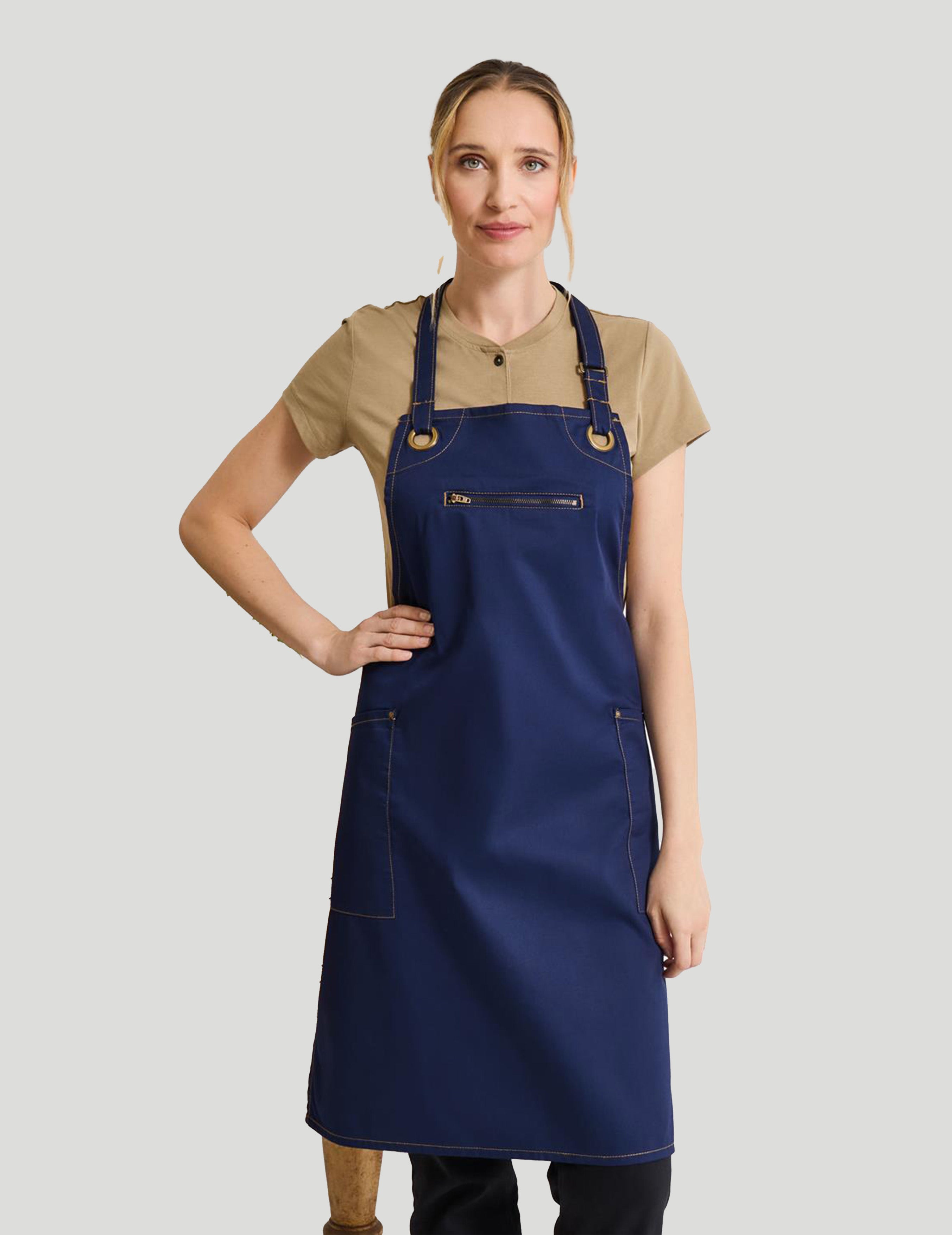 Barley Contrast Stitch Bib Apron