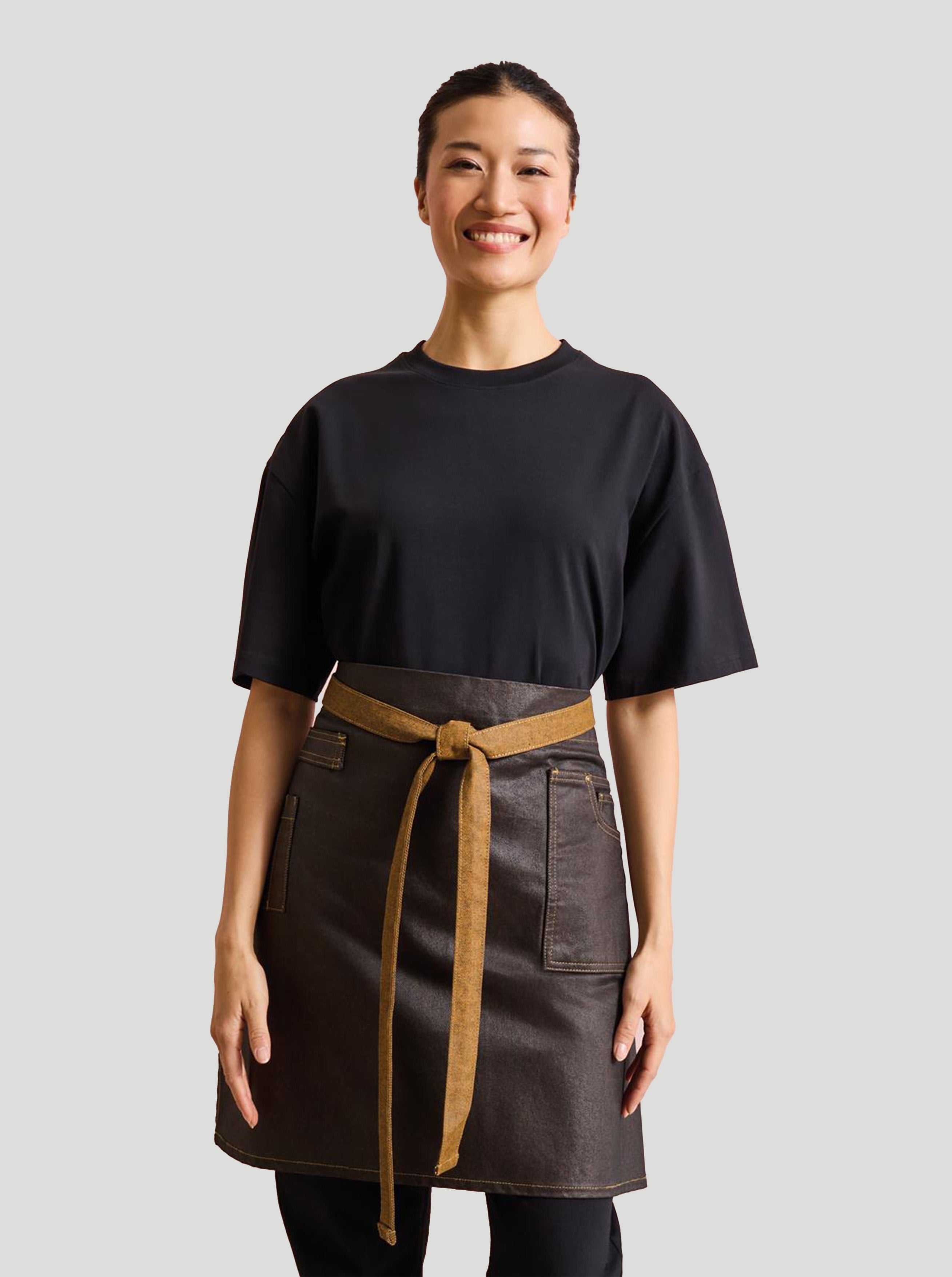 Division Waxed Look Denim Waist Apron