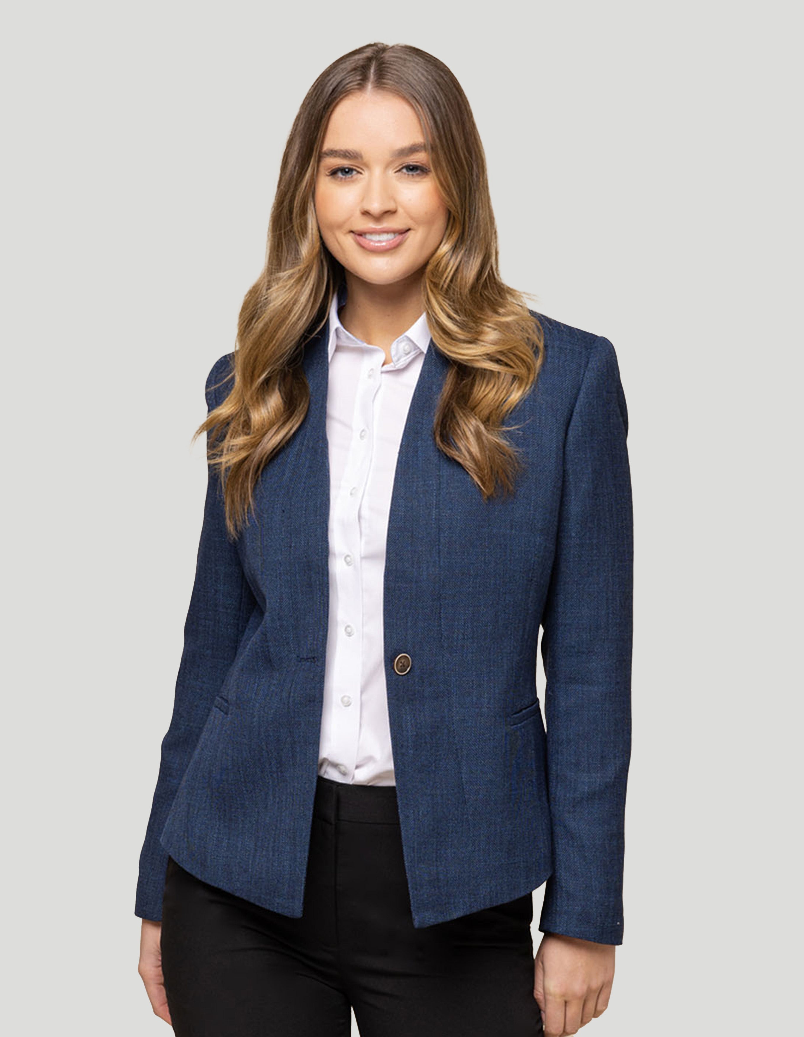 Womens Claremont Collarless Textured Jacket