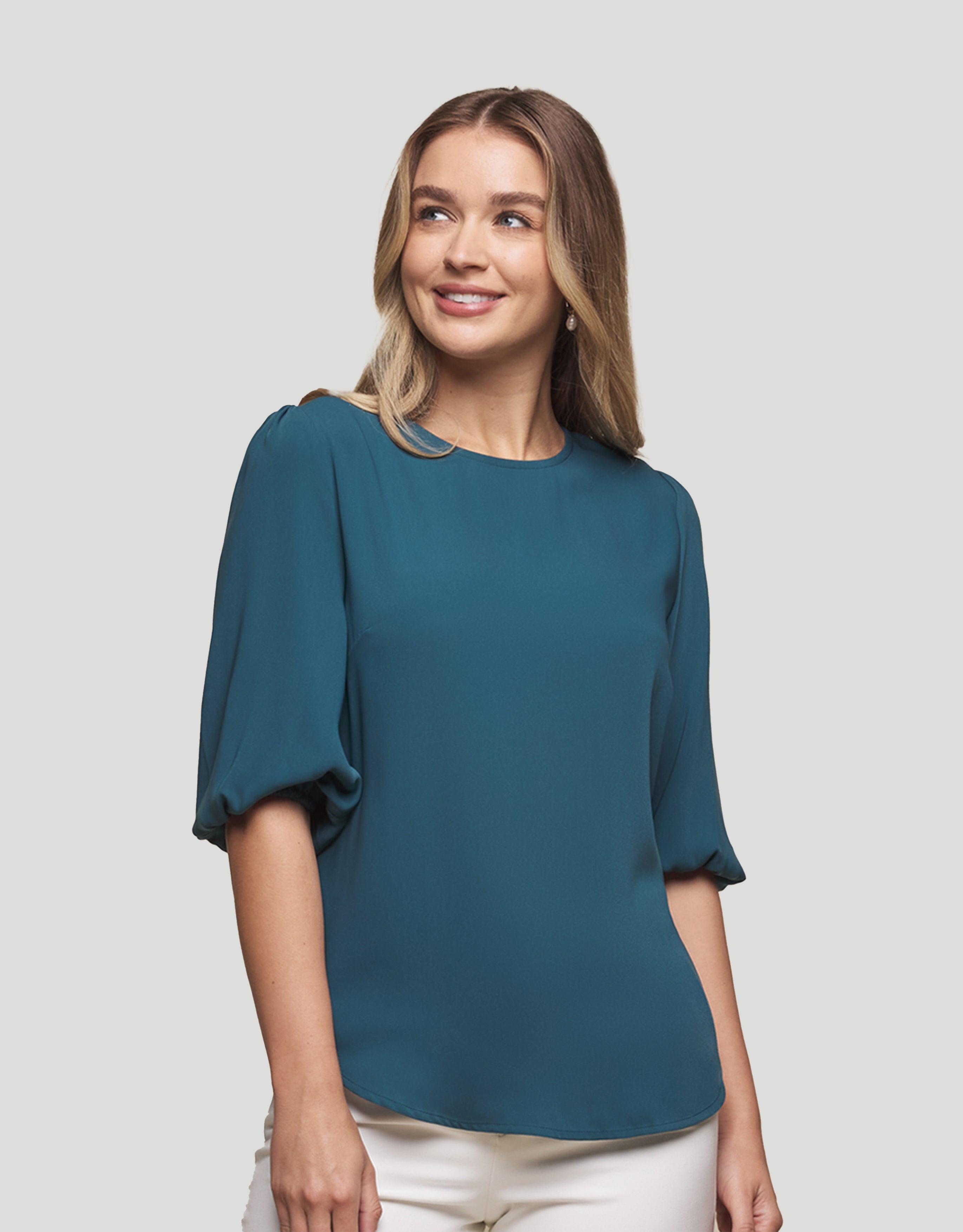 Womens Poppy Puff Sleeve Blouse