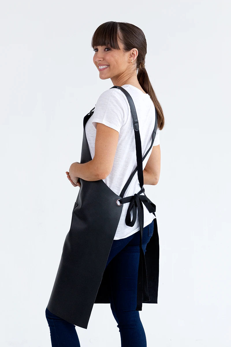 Riley Classic Black Genuine Leather Bib Apron